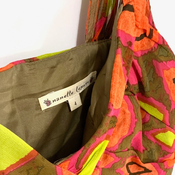 Nanette Lepore Orange Print Silk Blouse - Picture 3 of 8